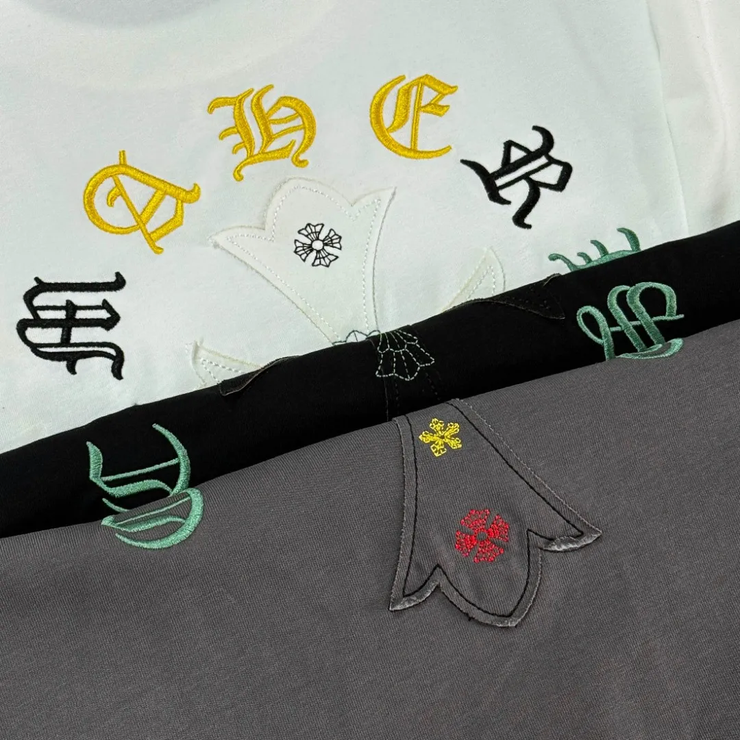 P180 Chrome Hearts 25 high version fabrics made of 300g high-density cotton, no deformation, no shrinkage, complete with three labels, same style for men and women, process: patch embroidery, color: white, black, gray SIZE: S-XL
